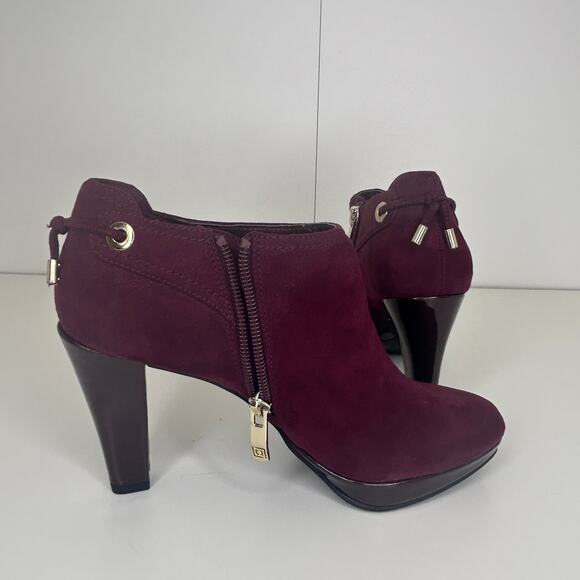 Liz Claiborne Women’s Burgundy Suede Ankle Booties – Size 5M, Block Heel Zip - Picture 8 of 11
